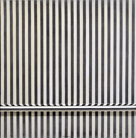 GOBERTI GIANFRANCO Ferrara 1939 Sbarra cromata 1972 acrilici su tela 70x70...