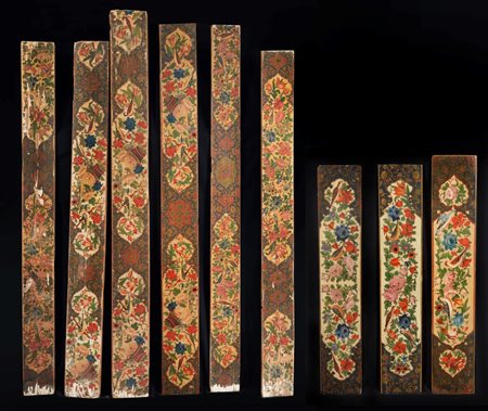  
Gruppo di nove pannelli decorativi italiani Piemonte, XVIII secolo
 