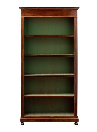  
Libreria a giorno in mogano, Impero  XIX secolo
 Altezza x larghezza x profondità: 135 x 70 x 18 cm.