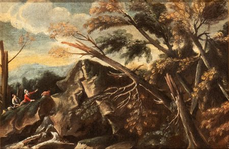Anonimo della seconda metà del XVIII secolo   
Paesaggio con alberi spezzati XVIII secolo
Olio su tela Altezza x larghezza tela: 60 x 90 cm.; con cornice: 69 x 99 cm.