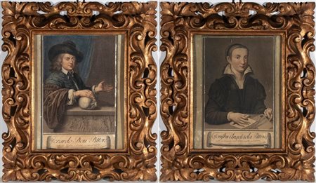  
Coppia di incisioni italiane con cornice in legno intagliato e dorato Area lombarda, XVIII secolo
 Altezza x larghezza x profondità: 44 x 38 x 5 cm.