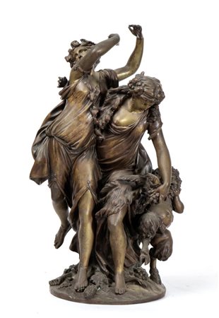 CLAUDE MICHEL, DETTO CLODION (Nancy, 1738 - Parigi, 1814) (after)  
Scultura in bronzo raffigurante un baccanale XIX secolo
 Altezza x diametro: 51 x 28 cm.