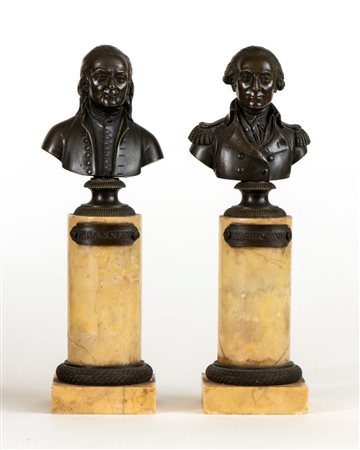  
Coppia di busti in bronzo Francia, XIX secolo
 Altezza x larghezza x profondità: 19 x 7 x 5,5 cm.