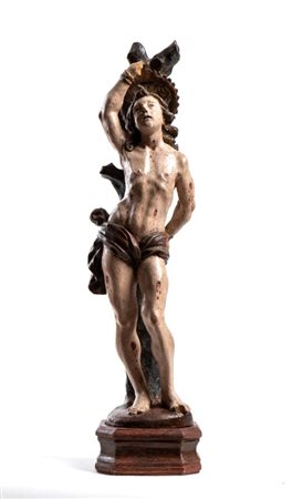  
Scultura Barocca italiana raffigurante San Sebastiano XVII secolo
 Altezza x larghezza x profondità: 46 x 13 x 9 cm.