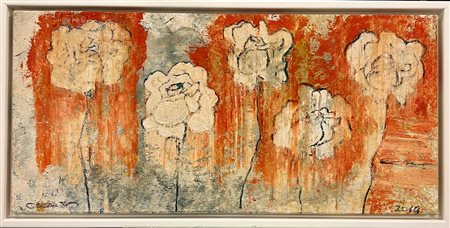 RODRIGUEZ OSCAR JR CUBA (EE) 1979 Fiori 2020 Olio su tela 32,00x68,00 Opera...