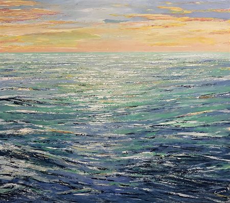 PAPICCIO CESARE Campobasso (Vr) Tramonto sul mare 2024 Acrilico su tela...