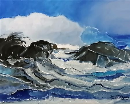 DELL'AVERSANA PIETRO Sant'Arpino (Caserta) 1963 "Mare e scogli" 2020 Olio a...