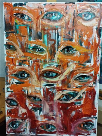 PILONI EMANUELA RHO (MILANO) 1977 A me gli occhi! 2023 Olio pennello spatola...