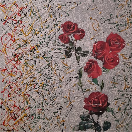 SAPORITI MARCO Gallarate (Varese) 1958 Red passion roses 2022 Tecnica mista...