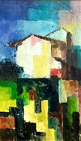 ASERO ANTONINO Catania (CT) 1945 Casa di campagna Olio su carta 28,00x17,00...