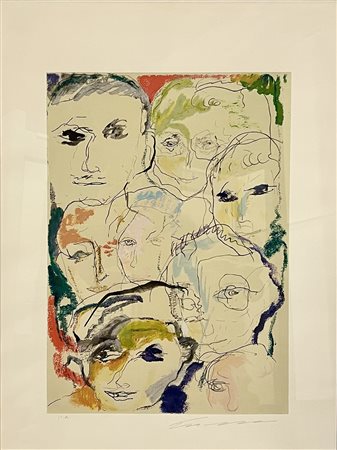 TRECCANI ERNESTO Milano (MI) 1920 Volti Serigrfia 70,00x50,00 Certificato di...