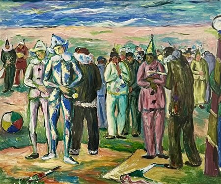 INDECIFRATA FIRMA XXX (XX) 1900 Carnevale Olio su masonite 50,00x65,00