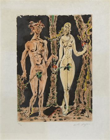 MASSON ANDRE' (1896 - 1987) - HOMMAGE A DURER: ADAM ET EVA.
