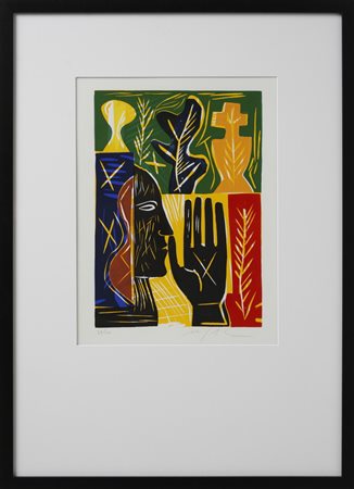 PALADINO MIMMO (n. 1948) - SENZA TITOLO (SGUARDO A DESTRA).