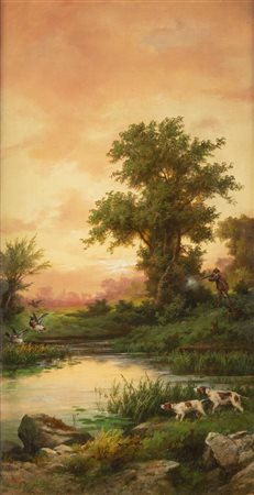 GIUSEPPE FALCHETTI<BR>Caluso (TO) 1843 - 1918 Torino<BR>"Scena di caccia"