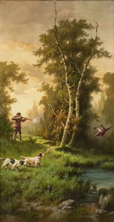 GIUSEPPE FALCHETTI<BR>Caluso (TO) 1843 - 1918 Torino<BR>"Scena di caccia"