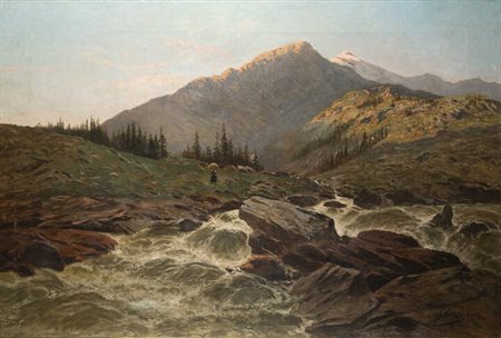 GIACINTO CORSI DI BOSNASCO<BR>Torino 1829 - 1909<BR>"Paesaggio montano" 1877