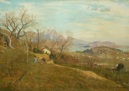 MARCO CALDERINI<BR>Torino 1850 - 1941<BR>"I monti di Lavebo in marzo"