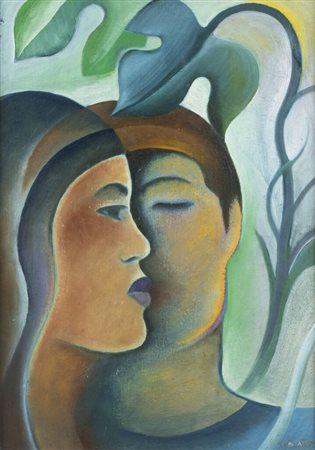 THAYAHT (Ernesto Michahelles)<BR>Firenze 1893 - 1959 Pietrasanta (LU)<BR>"Coppia polinesiana" primi anni '50