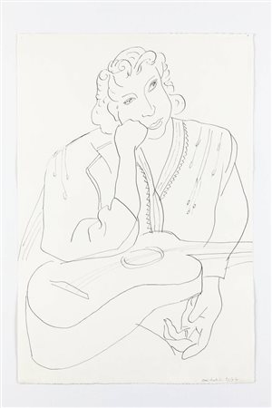 HENRY MATISSE Le Chateau Cambresis (Francia) 1869 - 1954 Nizza (Francia) "La dame à la guitare" 29/3/1939