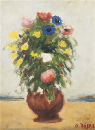 OTTONE ROSAI<BR>Firenze 1895 - 1957 Ivrea (TO)<BR>"Vaso con fiori" (1955)