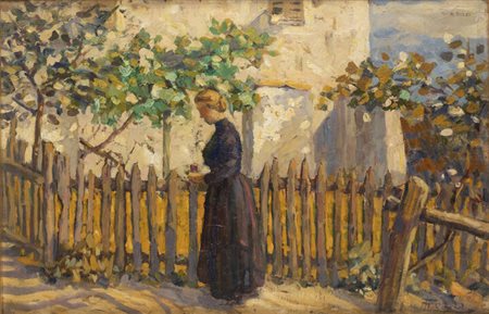 MARIO TOZZI<BR>Fossombrone (PS) 1895 - 1979 Saint-Jean-du-Gard (Francia)<BR>"Nel giardinetto" 1918