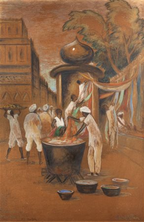 FELICE VELLAN<BR>Torino 1889 - 1976<BR>"Tintoria a New Delhi-India"