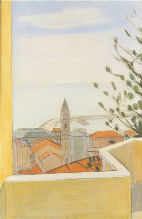 FRANCESCO MENZIO Tempio Pausania (SS) 1899 - 1979 Torino "Veduta su paese"