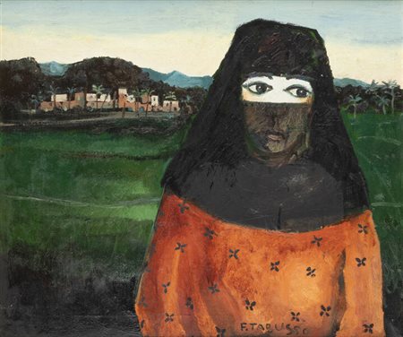 FRANCESCO TABUSSO<BR>Sesto San Giovanni (MI) 1930 - 2012 Torino<BR>"Odalisca nel paesaggio o Odalisca" (1979)