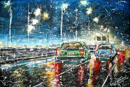 Francesco Ottobre Formia (LT) 1956 Pioggia sul parabrezza 2013 Tecnica mista...