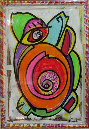 GIOVANNI TRIMANI ROMA 1974 ABBRACCIO 2014 ACRILICO SU SPECCHIO 65x45...