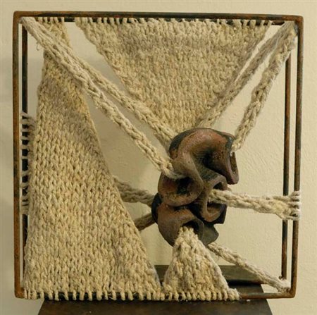 Silvana Pincolini Milano 1950 Genesi 2010 Ferro, Ceramica Raku e Corda...