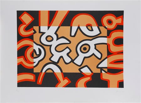 Carla Accardi (Trapani 1924 - Roma 2014)  - Senza titolo (rosso-nero-beige),  