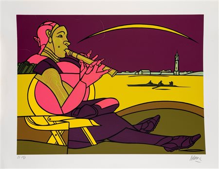 Valerio Adami (Bologna 1935)  - Flautista,  