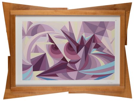 Giacomo Balla (Torino 1871 - Roma 1958)  - Linee Forza di Paesaggio + Sensazione di Ametista,  