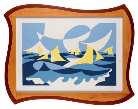 Giacomo Balla (Torino 1871 - Roma 1958)  - Linee forza di mare,  