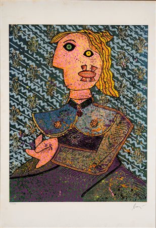 Enrico Baj (Milano 1924 - Vergiate 2003)  - Donna seduta, 1972