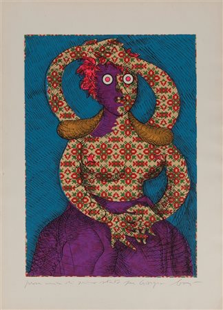 Enrico Baj (Milano 1924 - Vergiate 2003)  - Caroline di Brunswick, Regina di Gran Bretagna e d'Irlanda,  