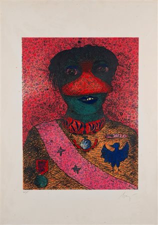 Enrico Baj (Milano 1924 - Vergiate 2003)  - Ritratto di guerriero, 1971