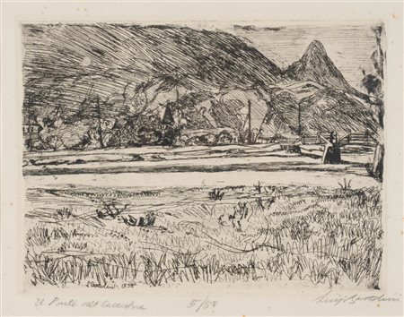 Luigi Bartolini (Cupramontana 1892 - Roma 1963)  - Il ponte del cacciatore, 1958