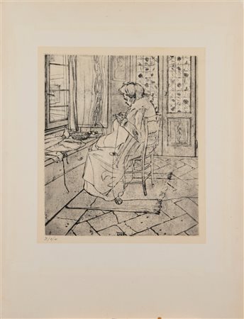 Umberto Boccioni (Reggio Calabria 1982 - Verona 1916)  - La madre che cuce,  