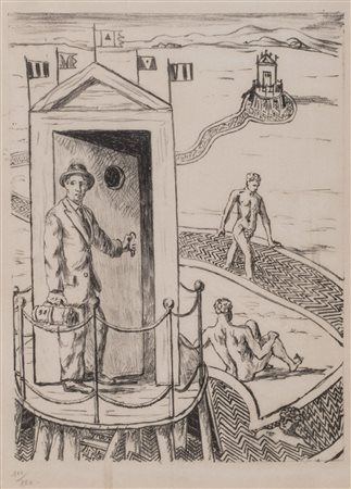 Giorgio de Chirico (Volos 1888 - Roma 1978)  - L'ospite misterioso, 1934