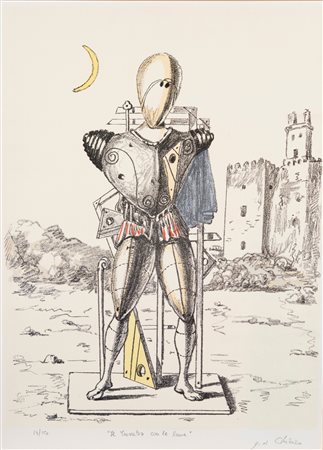 Giorgio de Chirico (Volos 1888 - Roma 1978)  - Il Trovatore con la luna,  