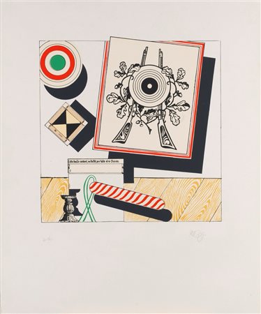Lucio Del Pezzo (Napoli 1933 - Milano 2020)  - Composizione con tiro a segno,  