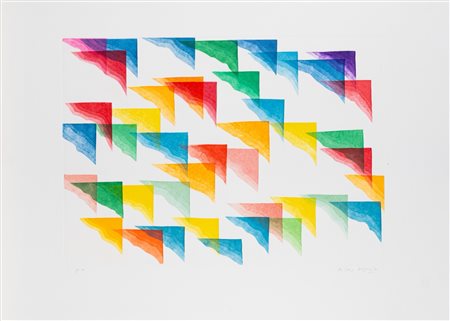 Piero Dorazio (Roma 1927 - Perugia 2005)  - Composizione con triangoli,  