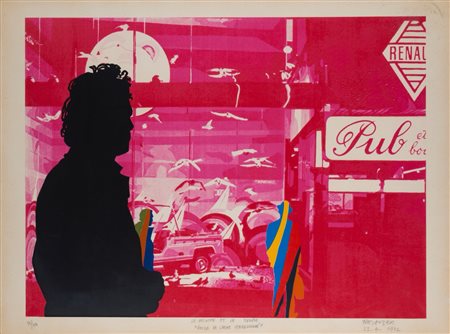 Gérard  Fromanger (Jouars-Pontchartrain 1939 - Parigi 2021)  - Le peintre et le modèle (Rouge de Chine Vermillonné) , 1972