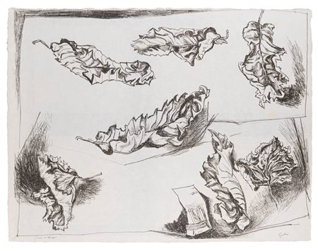 Renato Guttuso (Bagheria 1911 - Roma 1987)  - Foglie,  