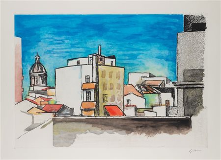 Renato Guttuso (Bagheria 1911 - Roma 1987)  - Veduta dalla studio,  