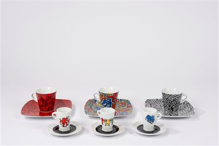 Keith Haring (Reading 1958 - New York 1990)  - Servizio da caffè e da dessert,  