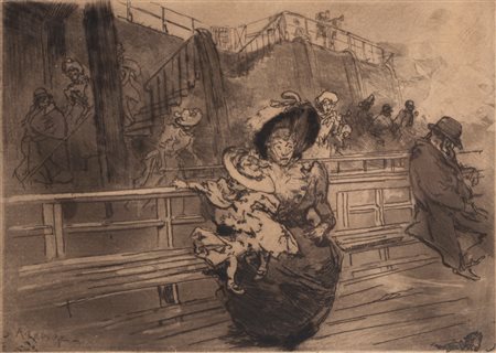 Auguste Louis Lepère (Parigi 1849 - Domme 1918)  - In viaggio,  